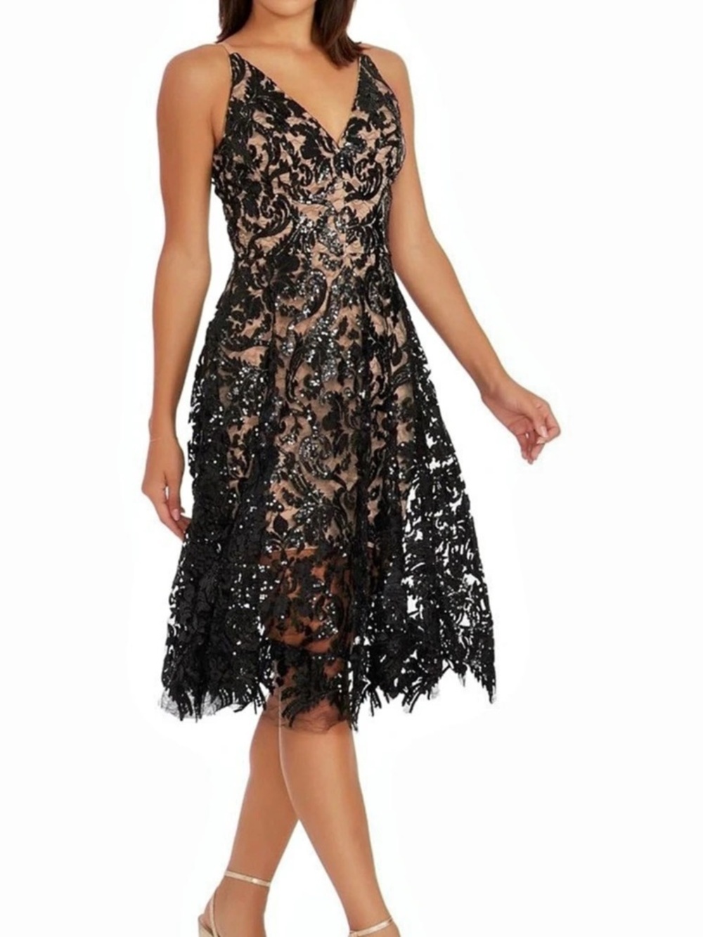 Dress the Population Floral Lace Midi Dress Size Medium